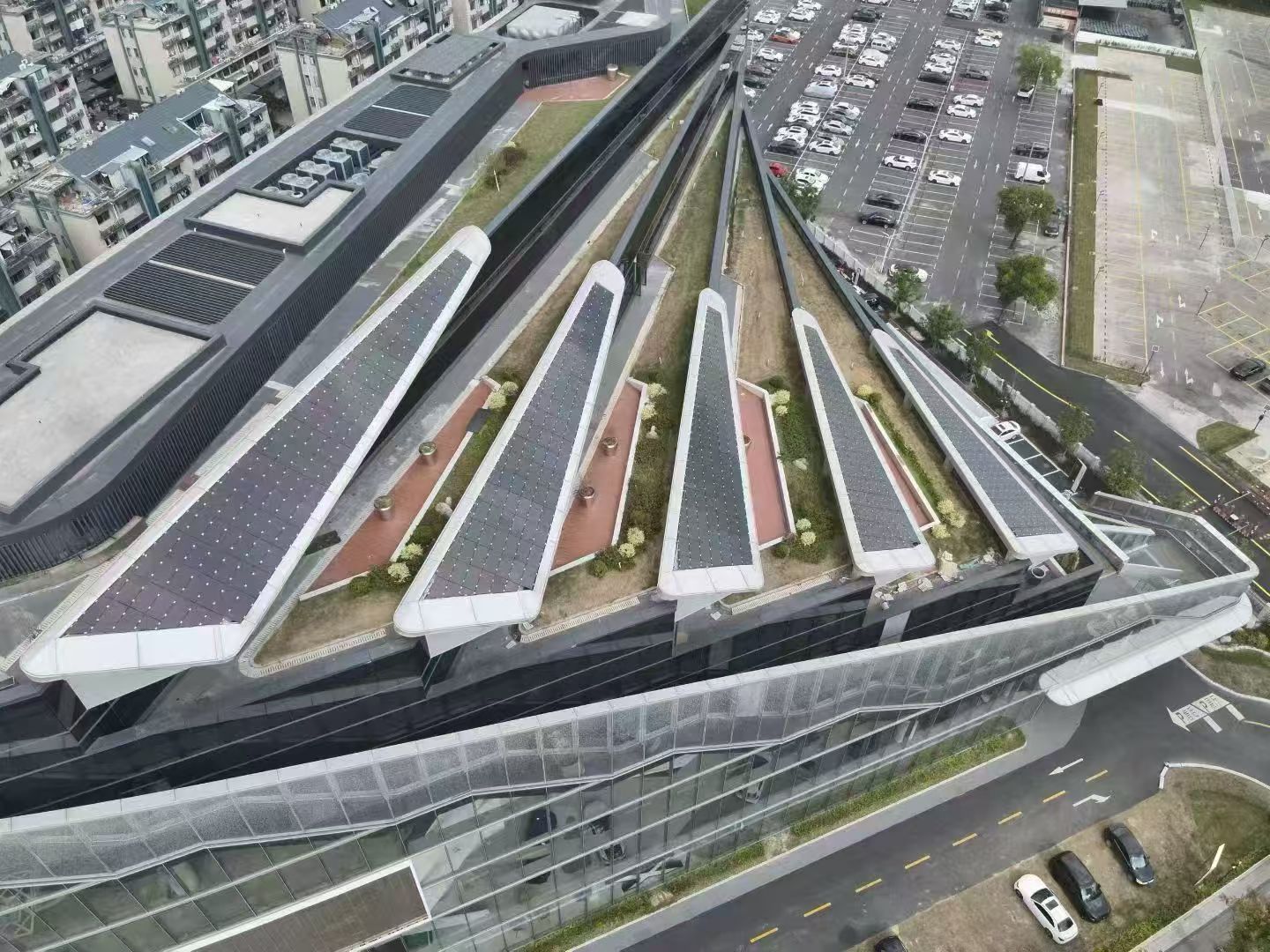Multi-tier Commercial Building PV - Aerial View